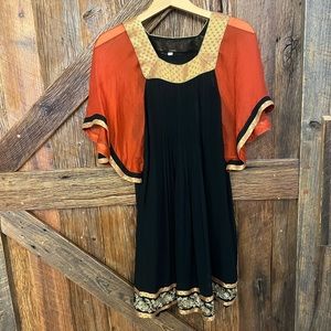 Beautiful vintage sheer tunic with beaded sequin and gold embroidery details